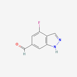 molecular formula C8H5FN2O B12295372 4-Fluoro-1H-indazole-6-carbaldehyde 