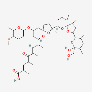 molecular formula C47H78O13 B12295379 (E)-8-[2-[2-[6-hydroxy-6-(hydroxymethyl)-3,5-dimethyloxan-2-yl]-4,6-dimethyl-1,10-dioxaspiro[4.5]decan-9-yl]-7-(5-methoxy-6-methyloxan-2-yl)oxy-2,6-dimethyl-1,10-dioxaspiro[4.5]decan-9-yl]-2,4,6-trimethyl-5-oxonon-6-enoic acid 