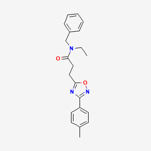 molecular formula C21H23N3O2 B1229541 N-ethyl-3-[3-(4-methylphenyl)-1,2,4-oxadiazol-5-yl]-N-(phenylmethyl)propanamide 