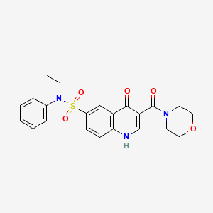 molecular formula C22H23N3O5S B1229543 N-乙基-3-[4-吗啉基(氧代)甲基]-4-氧代-N-苯基-1H-喹啉-6-磺酰胺 