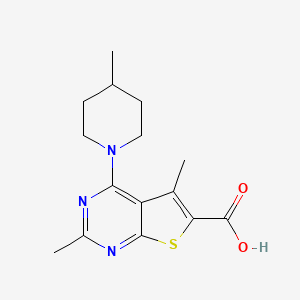 2,5-Dimethyl-4-(4-methyl-1-piperidinyl)-6-thieno[2,3-d]pyrimidinecarboxylic acid