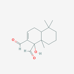 molecular formula C15H22O3 B12295524 1-hydroxy-5,5,8a-trimethyl-4a,6,7,8-tetrahydro-4H-naphthalene-1,2-dicarbaldehyde 