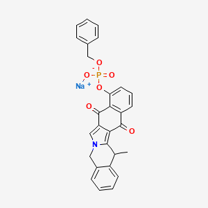 Phosphoric acid, mono(phenylmethyl) mono(5,8,13,14-tetrahydro-14-methyl-8,13-dioxobenz[5,6]isoindolo[2,1-b]isoquinolin-9-yl) ester, sodium salt (9CI)