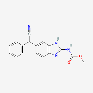 molecular formula C17H14N4O2 B12295561 Carbamic acid, (5-(cyanophenylmethyl)-1H-benzimidazol-2-yl)-, methyl ester CAS No. 80229-07-8