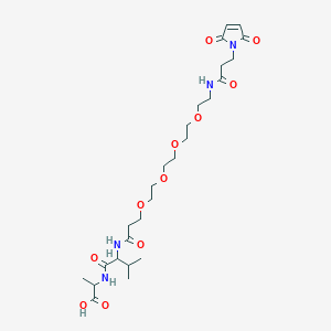 molecular formula C26H42N4O11 B12295568 (2S)-2-[(2S)-2-{1-[3-(2,5-dioxo-2,5-dihydro-1H-pyrrol-1-yl)propanamido]-3,6,9,12-tetraoxapentadecan-15-amido}-3-methylbutanamido]propanoic acid 