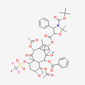 molecular formula C49H58F3NO17S B12295587 3-O-tert-butyl 5-O-[4,12-diacetyloxy-2-benzoyloxy-1-hydroxy-10,14,17,17-tetramethyl-11-oxo-9-(trifluoromethylsulfonyloxy)-6-oxatetracyclo[11.3.1.03,10.04,7]heptadec-13-en-15-yl] 2,2-dimethyl-4-phenyl-1,3-oxazolidine-3,5-dicarboxylate 