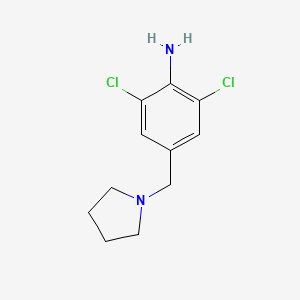 molecular formula C11H14Cl2N2 B12295621 2,6-Dichloro-4-(pyrrolidin-1-ylmethyl)aniline 