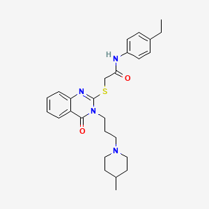 molecular formula C27H34N4O2S B1229565 N-(4-ethylphenyl)-2-[[3-[3-(4-methyl-1-piperidinyl)propyl]-4-oxo-2-quinazolinyl]thio]acetamide 