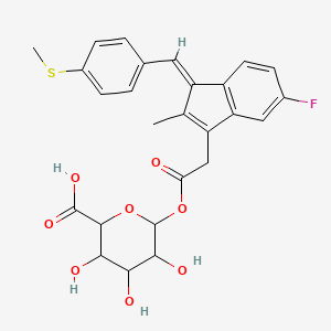 6-[2-[(3E)-6-fluoro-2-methyl-3-[(4-methylsulfanylphenyl)methylidene]inden-1-yl]acetyl]oxy-3,4,5-trihydroxyoxane-2-carboxylic acid