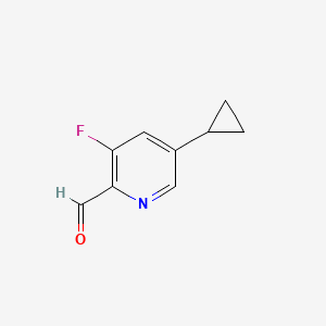 molecular formula C9H8FNO B12295698 5-Cyclopropyl-3-fluoropicolinaldehyde 