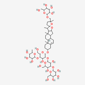 molecular formula C57H92O28 B12295714 beta-D-Glucopyranoside, (3beta,22alpha,25S)-22,25-epoxy-26-(beta-D-glucopyranosyloxy)furost-5-en-3-yl O-6-deoxy-alpha-L-mannopyranosyl-(1-->4)-O-[O-beta-D-glucopyranosyl-(1-->3)-beta-D-glucopyranosyl-(1-->2)]- CAS No. 35920-91-3