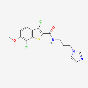 molecular formula C16H15Cl2N3O2S B1229572 3,7-二氯-N-[3-(1-咪唑基)丙基]-6-甲氧基-1-苯并噻吩-2-甲酰胺 