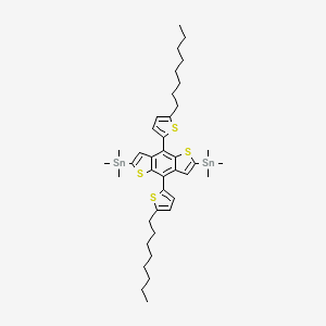 molecular formula C40H58S4Sn2 B12295791 [4,8-bis(5-octylthiophen-2-yl)-2-trimethylstannylthieno[2,3-f][1]benzothiol-6-yl]-trimethylstannane 