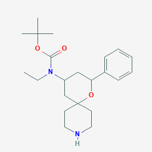 molecular formula C22H34N2O3 B12295855 Tert-butyl ethyl(2-methyl-1-oxa-9-azaspiro[5.5]undecan-4-yl)carbamate 