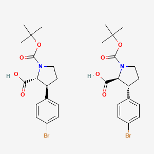 molecular formula C32H40Br2N2O8 B12295886 rel-(2S,3R)-3-(4-bromophenyl)-1-(tert-butoxycarbonyl)pyrrolidine-2-carboxylic acid 