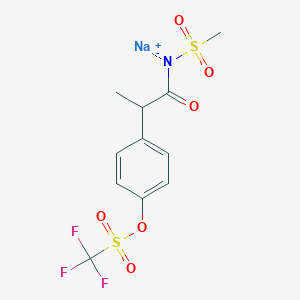 molecular formula C11H11F3NNaO6S2 B12295896 Sodium (R)-(methylsulfonyl)(2-(4-(((trifluoromethyl)sulfonyl)oxy)phenyl)propanoyl)amide 