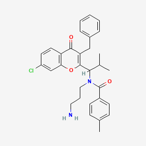 N-(3-aminopropyl)-N-[1-(3-benzyl-7-chloro-4-oxochromen-2-yl)-2-methylpropyl]-4-methylbenzamide