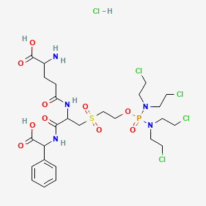 molecular formula C26H41Cl5N5O10PS B12295947 2-Amino-5-[[3-[2-[bis[bis(2-chloroethyl)amino]phosphoryloxy]ethylsulfonyl]-1-[[carboxy(phenyl)methyl]amino]-1-oxopropan-2-yl]amino]-5-oxopentanoic acid;hydrochloride 