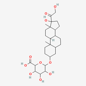 molecular formula C27H42O10 B12295975 17,21-dihydroxy-20-oxo-5beta-pregnan-3alpha-yl beta-D-Glucopyranosiduronic Acid 