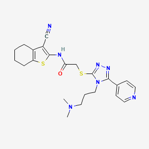 molecular formula C23H27N7OS2 B1229607 N-(3-cyano-4,5,6,7-tetrahydro-1-benzothiophen-2-yl)-2-[[4-[3-(dimethylamino)propyl]-5-pyridin-4-yl-1,2,4-triazol-3-yl]thio]acetamide 