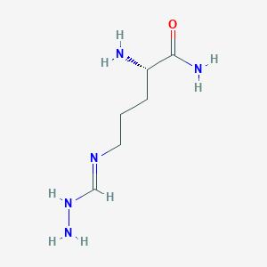 molecular formula C6H15N5O B12296124 (2S)-2-amino-5-(hydrazinylmethylideneamino)pentanamide 