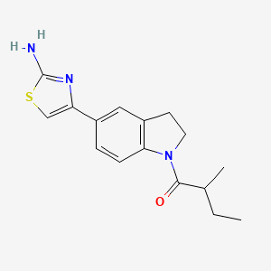 molecular formula C16H19N3OS B12296131 1-[5-(2-Amino-thiazol-4-yl)-2,3-dihydro-indol-1-yl]-2-methyl-butan-1-one 