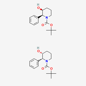 molecular formula C32H46N2O6 B12296192 tert-butyl (2S,3S)-3-hydroxy-2-phenylpiperidine-1-carboxylate;tert-butyl (2R,3R)-3-hydroxy-2-phenylpiperidine-1-carboxylate 