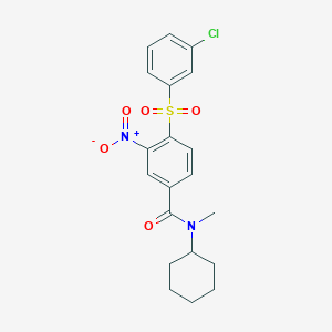 molecular formula C20H21ClN2O5S B1229620 4-(3-chlorophenyl)sulfonyl-N-cyclohexyl-N-methyl-3-nitrobenzamide 