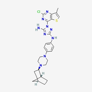 molecular formula C26H30ClN9S B12296208 1H-1,2,4-Triazole-3,5-diamine, N3-[4-[4-(1R,2R,4S)-bicyclo[2.2.1]hept-2-yl-1-piperazinyl]phenyl]-1-(2-chloro-7-methylthieno[3,2-d]pyrimidin-4-yl)- CAS No. 1037798-41-6