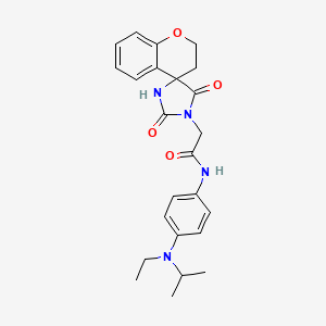 molecular formula C24H28N4O4 B1229626 2-(2',5'-dioxo-1'-spiro[3,4-dihydro-2H-1-benzopyran-4,4'-imidazolidine]yl)-N-[4-[ethyl(propan-2-yl)amino]phenyl]acetamide 
