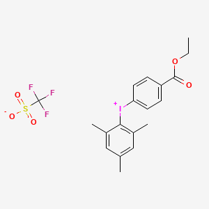 molecular formula C19H20F3IO5S B12296294 (4-(Ethoxycarbonyl)phenyl)(mesityl)iodonium trifluoromethanesulfonate 