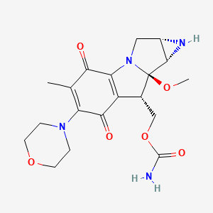 molecular formula C19H24N4O6 B12296343 [(4S,6S,7R,8S)-7-methoxy-12-methyl-11-morpholin-4-yl-10,13-dioxo-2,5-diazatetracyclo[7.4.0.02,7.04,6]trideca-1(9),11-dien-8-yl]methyl carbamate CAS No. 17287-49-9