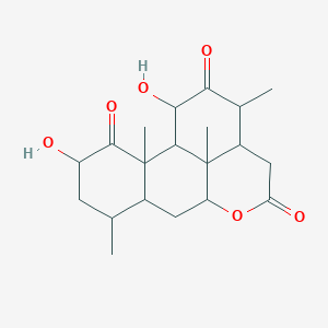 molecular formula C20H28O6 B12296348 4,16-Dihydroxy-2,6,14,17-tetramethyl-10-oxatetracyclo[7.7.1.02,7.013,17]heptadecane-3,11,15-trione 