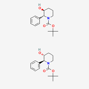 molecular formula C32H46N2O6 B12296360 tert-butyl (2S,3R)-3-hydroxy-2-phenylpiperidine-1-carboxylate;tert-butyl (2R,3S)-3-hydroxy-2-phenylpiperidine-1-carboxylate 