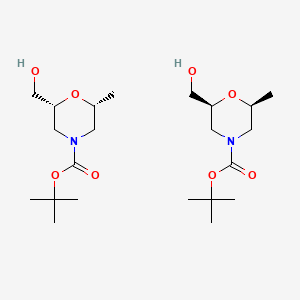 molecular formula C22H42N2O8 B12296489 tert-butyl (2S,6S)-2-(hydroxymethyl)-6-methylmorpholine-4-carboxylate;tert-butyl (2R,6R)-2-(hydroxymethyl)-6-methylmorpholine-4-carboxylate 