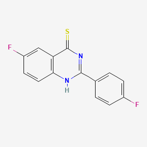 molecular formula C14H8F2N2S B12296526 6-Fluoro-2-(4-fluorophenyl)quinazoline-4-thiol 