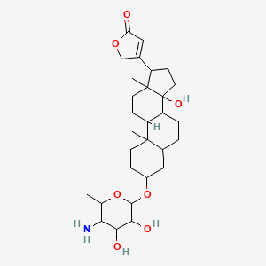 molecular formula C29H45NO7 B12296546 3-[3-(5-amino-3,4-dihydroxy-6-methyloxan-2-yl)oxy-14-hydroxy-10,13-dimethyl-1,2,3,4,5,6,7,8,9,11,12,15,16,17-tetradecahydrocyclopenta[a]phenanthren-17-yl]-2H-furan-5-one 