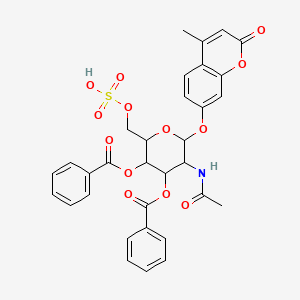 molecular formula C32H29NO13S B12296568 7-[[2-(Acetylamino)-3,4-di-O-benzoyl-2-deoxy-6-O-sulfo-alpha-D-glucopyranosyl]oxy]-4-methyl-2H-1-benzopyran-2-one 