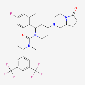 N-[1-[3,5-bis(trifluoromethyl)phenyl]ethyl]-2-(4-fluoro-2-methylphenyl)-N-methyl-4-(6-oxo-1,3,4,7,8,8a-hexahydropyrrolo[1,2-a]pyrazin-2-yl)piperidine-1-carboxamide