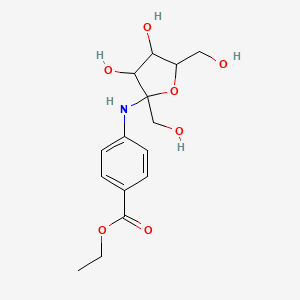 molecular formula C15H21NO7 B12296614 Ethyl 4-[[3,4-dihydroxy-2,5-bis(hydroxymethyl)oxolan-2-yl]amino]benzoate 