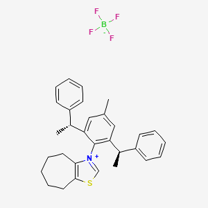 molecular formula C31H34BF4NS B12296643 (CDU-NHC-01)3-(4-Methyl-2,6-bis((R)-1-phenylethyl)phenyl)-5,6,7,8-tetrahydro-4H-cyclohepta[d]thiazol-3-ium tetrafluoroborate 