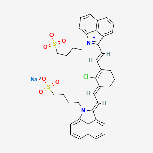 molecular formula C40H38ClN2NaO6S2 B12296719 sodium;4-[(2Z)-2-[(2E)-2-[2-chloro-3-[(E)-2-[1-(4-sulfonatobutyl)benzo[cd]indol-1-ium-2-yl]ethenyl]cyclohex-2-en-1-ylidene]ethylidene]benzo[cd]indol-1-yl]butane-1-sulfonate 