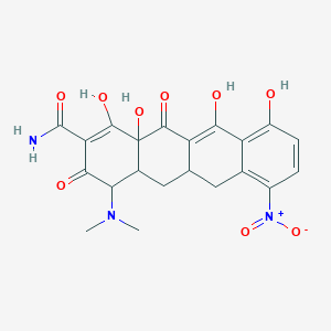 molecular formula C21H21N3O9 B12296792 4-(dimethylamino)-1,10,11,12a-tetrahydroxy-7-nitro-3,12-dioxo-4a,5,5a,6-tetrahydro-4H-tetracene-2-carboxamide 