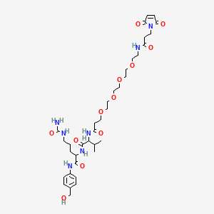 molecular formula C36H55N7O12 B12296801 5-(carbamoylamino)-2-[[2-[3-[2-[2-[2-[2-[3-(2,5-dioxopyrrol-1-yl)propanoylamino]ethoxy]ethoxy]ethoxy]ethoxy]propanoylamino]-3-methylbutanoyl]amino]-N-[4-(hydroxymethyl)phenyl]pentanamide 