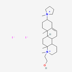 molecular formula C27H48I2N2O B12296808 2-[1,10a,12a-trimethyl-8-(1-methylpyrrolidin-1-ium-1-yl)-3,4,4a,4b,5,7,8,9,10,10b,11,12-dodecahydro-2H-naphtho[2,1-f]quinolin-1-ium-1-yl]ethanol;diiodide 