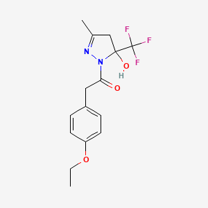molecular formula C15H17F3N2O3 B1229681 2-(4-ethoxyphenyl)-1-[5-hydroxy-3-methyl-5-(trifluoromethyl)-4H-pyrazol-1-yl]ethanone 