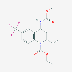 molecular formula C17H21F3N2O4 B12296836 Ethyl 2-ethyl-4-(methoxycarbonylamino)-6-(trifluoromethyl)-3,4-dihydro-2H-quinoline-1-carboxylate 