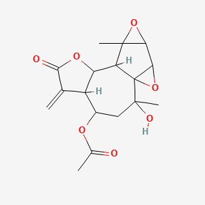 molecular formula C17H20O7 B12296878 (3aR,6aS)-3abeta,5,6,7abeta,7bbeta,8a,8bbeta,8calpha-Octahydro-4beta-acetoxy-6beta-hydroxy-6,8abeta-dimethyl-3-methylene-4H-bisoxireno[1,8a 