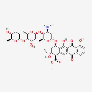 molecular formula C42H55NO15 B12296913 methyl (1R,2R,4S)-4-[(2R,4S,5S,6S)-4-(dimethylamino)-5-[(2S,4S,5S,6S)-4-hydroxy-5-[(2S,5R,6S)-5-hydroxy-6-methyloxan-2-yl]oxy-6-methyloxan-2-yl]oxy-6-methyloxan-2-yl]oxy-2-ethyl-2,5,7-trihydroxy-6,11-dioxo-3,4-dihydro-1H-tetracene-1-carboxylate CAS No. 64431-68-1