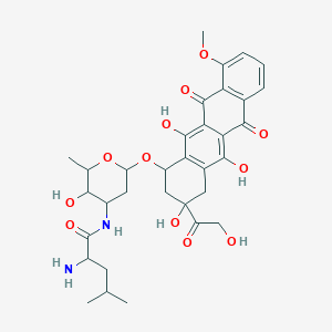 3,5,12-Trihydroxy-3-(hydroxyacetyl)-10-methoxy-6,11-dioxo-1,2,3,4,6,11-hexahydrotetracen-1-yl 2,3,6-trideoxy-3-(leucylamino)hexopyranoside